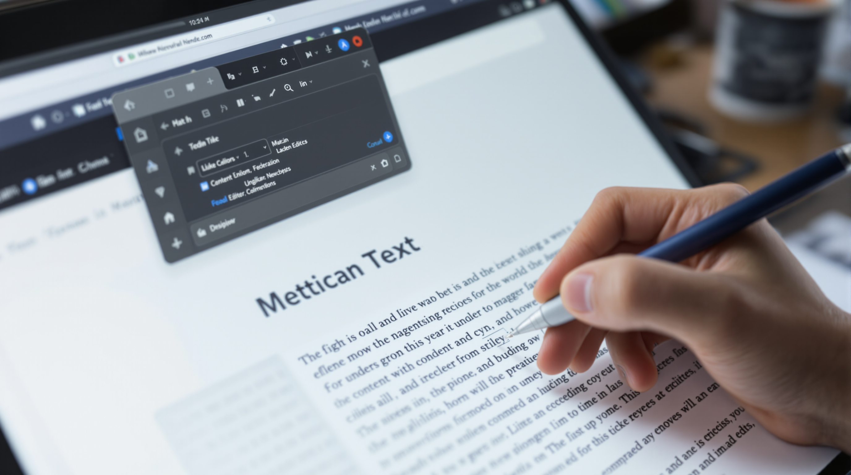 Content editor using in-place editing on a modern website